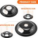 Electric Stove Burner Drip Pans,Stove Burner Covers W10290353(6") W10290350(8")+Electric Stove Burner Replacement MP15YA(6") MP21YA(8") Compatible for Whirl-pool Ken-more May-tag Ama-na etc by MIFLUS