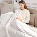 Heated Blanket Throw Electric Blanket 50x60, Fast Heating Blanket Throw Soft Flannel & Fluffy Sherpa with 5 Heating Level and 4 Hours Auto-Off, ETL/FCC Certified, Warm Gifts for Grandma, White