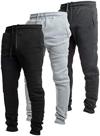 Ultra Performance 3 Pack Fleece Active Tech Joggers for Men, Mens Sweatpants with Zipper Pockets Large