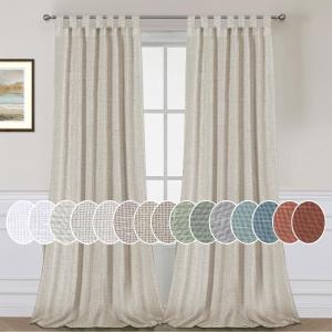 H.VERSAILTEX Elegant Natural Linen Blended Energy Efficient Light Filtering Curtains / Tab Top Curtains Window Treatments Panels / Drapes for Livingroom (Set of 2, 52W x 96 LAngora)
