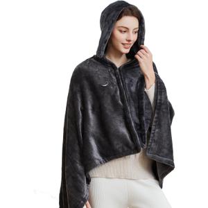 Wearable USB Heated Blanket Shawl Hooded, Portable, 3 Gears 7 Heating Zones Cordless Zip Throw for Women, Outdoor, Office, Camping