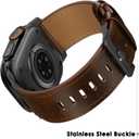 UUPWPOKT Leather Band Compatible with Apple Watch Ultra 3/2/1 Band 49mm 46mm 45mm 44mm 42mm Men, Genuine Leather Strap for iWatch Ultra Series 11 10 9 8 7 6 5 4 3 2 1 SE 3/2/1, Dark Brown/Black