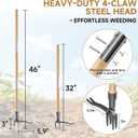 Heavy Duty Stand Up Weed Puller Tool - 46" Long Handle & 4-Claw Steel Head, Easily Remove Weeds Without Bending or Kneeling, Ergonomic Garden Weeding Tool for Seniors, Dandelion Remover