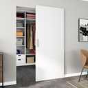 JUBEST 36"x84" Flush Solid Core White Primed Concealed Sliding Hidden Barn Door with Soft Close Installation Hardware and Double Sided Pulls Included