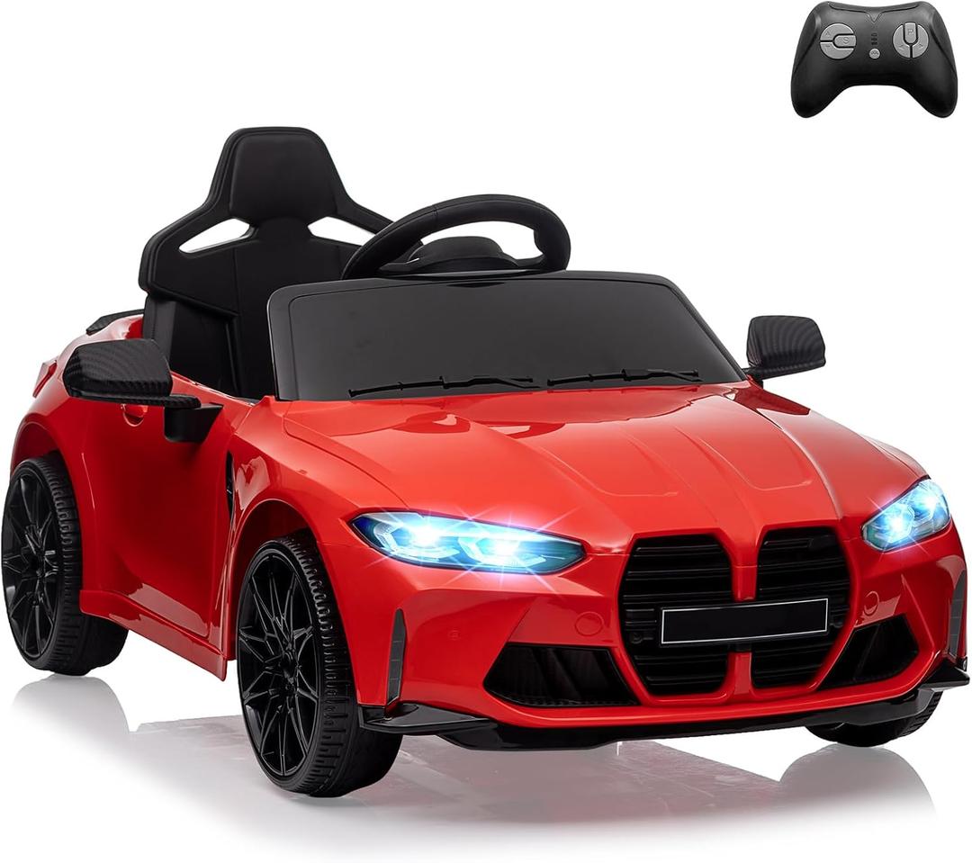 12V Toddler Electric Vehicle,Ride On Car for Kids,Sports Car with Remote Control,3 Speed,Led Light,Suspension System,3 Speeds, Two Doors for 37-83 Months, Red