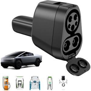 Upgraded CCS1 to Tesla Charger Adapter for Cybertruck & All Tesla Models, MAX (DC 250KW/500V, AC 240V/80A) 2In1 CCS & J1772 to Tesla Adapter for Level 3/2/1 Charging Stations