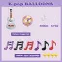 Inflatable Silver Kpop Guitar Balloons 22 Inch Disco Ball Balloons K Pop Korean Idol Music Note Balloon 90s Rock and Roll Movie Demon Theme Party Decor for Singer Concert Birthday Party Decorations
