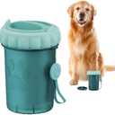 4 x Dog Paw Cleaner Cup - Plastic Paw Cleaner for Dogs w/Silicone Lid, Soft TPR Bristles & Removable Brush - Ideal Dog Paw Washer for Outdoor & Indoor Use - Easy-to-Use Paw Scrubber for Dogs, Teal