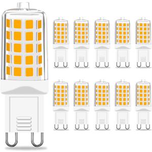 G9 LED Light Bulb Dimmable 4W (40W T4 Halogen Equivalent) Warm White 2700K 450 Lumens, G9 Standard Ceramic Bi-Pin Base LED Bulbs for Bedroom Living Room Chandelier Light Bulbs-10 Pack