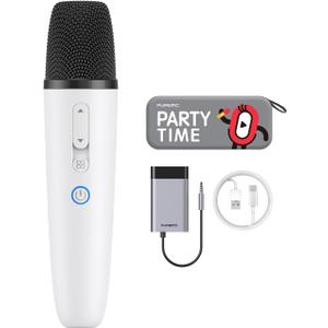 Wireless Karaoke Microphones with 8 Joy Tune Effects, Handheld Rechargeable Single Mic with 3.5mm AUX Receiver, Car Karaoke Micphone with Portable Storage Bag for Cars, Speaker, Phones (Not for Tesla)