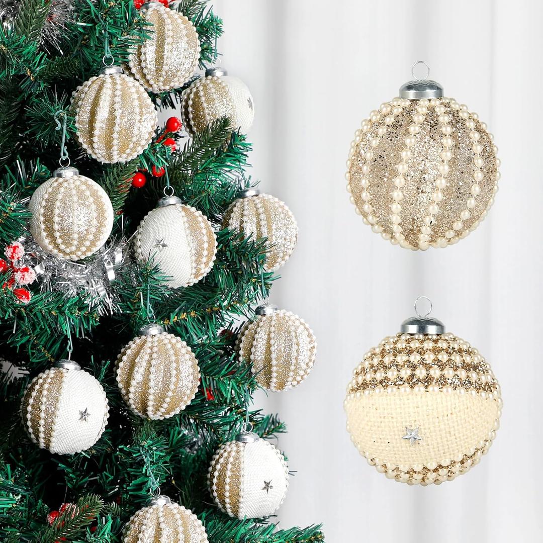 Large Christmas Ornaments, 12 pcs 3.15inch Rustic Shatterproof Christmas Balls Set for Xmas Tree Decorations Holiday Party Home Decor