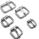 Assorted Multi-Purpose Metal Roller Buckles Belts Hardware Pin Buckle for Bags Leather Belt (Silver)