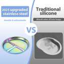 3 x Stainless-Steel Baby Plates with Suction: Food Grade & Dishwasher Safe - Baby Led Weaning Supplies for Toddlers - High Chair & Dining Table (Rainbow)