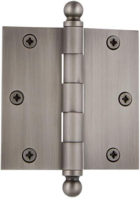 Nostalgic Warehouse Ball-Tip Residential Door Hinge with Square Corners (3.5" x 3.5" - Square, Antique Pewter)