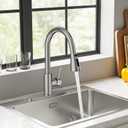 FEELSO Kitchen Faucets with Pull Down Sprayer, High Arc Stainless Steel Single Handle Kitchen Sink Faucet, 1 or 3 Hole Brushed Nickel Water Faucets for Farmhouse Laundry Camper Rv Bar