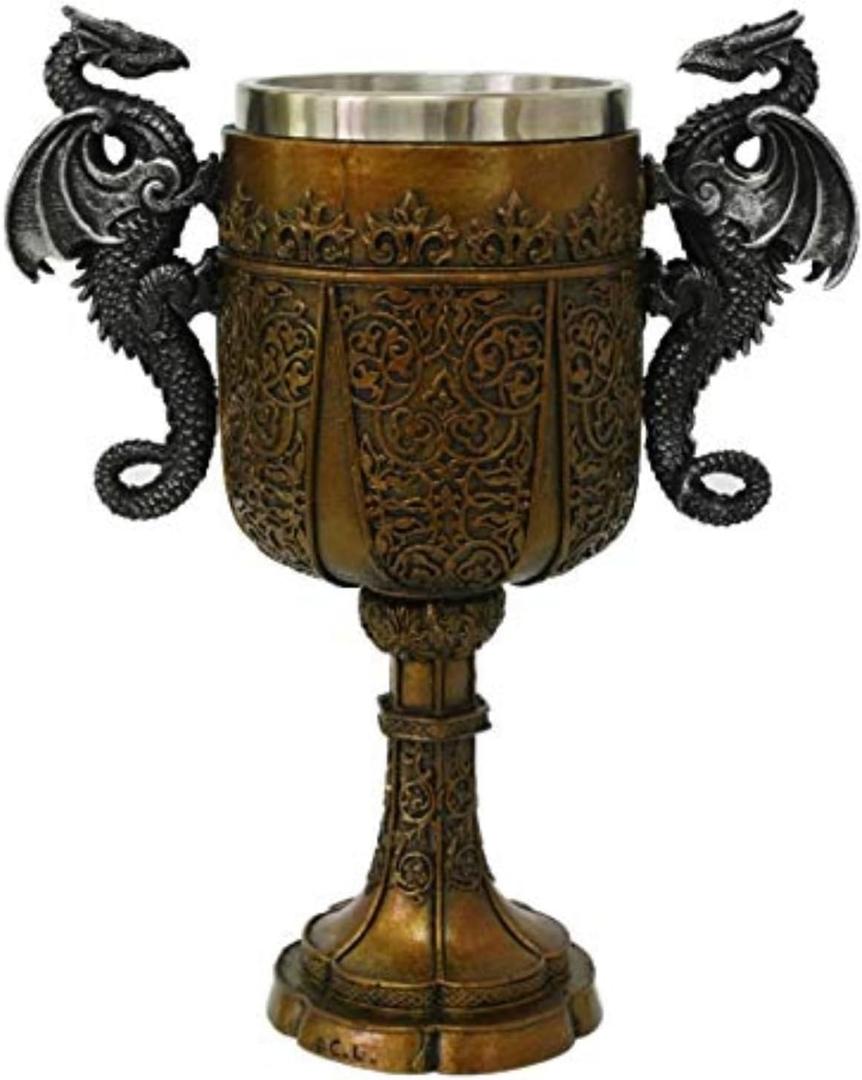 Pacific Giftware Double Dragon Drinking Chalice Goblet 9 inches Tall