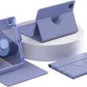 AnMengXinLing Magnetic Case for iPad Air 11 inch 2025/2024/Air5/Air4/Pro11 with Pencil Holder, Hybrid Detachable Magnet Protective Vertical Stand Clear CoverLavender