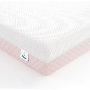 Dourxi Mini Crib Mattress, 38x24X4 Inch Dual Sided Comfort Gel Memory Foam, Breathable Premium Baby Mattress for Mini and Portable Cribs w/Removable Outer Cover - White&Pink