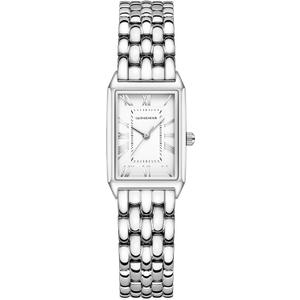 Gold Watches for Women with Vintage Rectangular Case,White Roman Dial,Stainless Steel Band,Adjustment Tool Included,Water Resistant