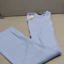 Maternity Dress Sleeveless Rib Knit V Neck Casual Summer Baby Shower Dresses Pregnancy Clothes with Belt (Large, Light Blue)