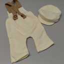SPOKKI New Born Photoshoot Outfit - Newborn Boy Photography Set With Bib Pants, Hats and Glasses (White)