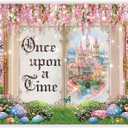 Fabric 8x6ft Fairy Tale Books Photography Backdrop Spring Princess Castle Pink Floral Magic Background Girls Party Decoration Wedding Photo Banner Props