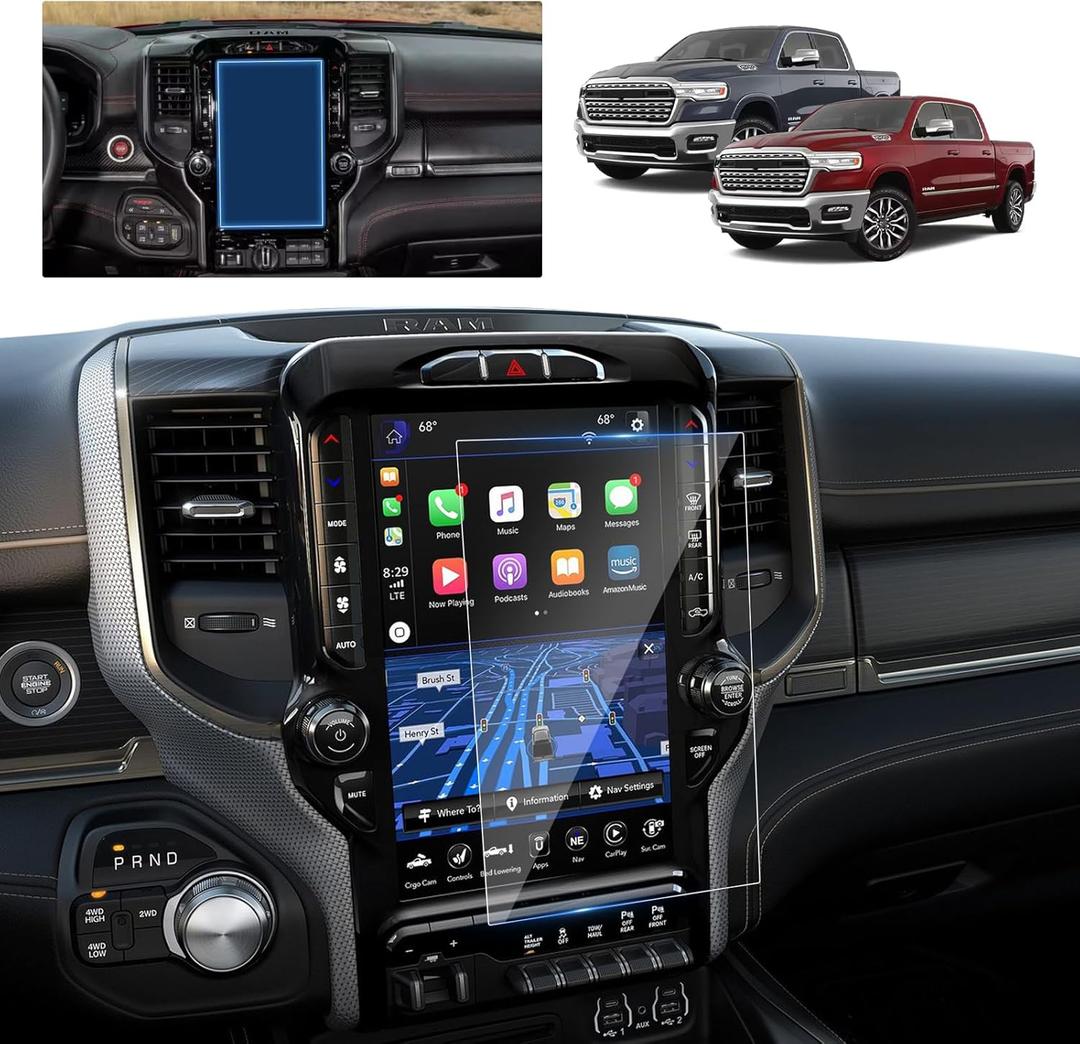 Ram 12 Inch Screen Protector for 2019-2026 Dodge Ram 1500 2500 3500 Uconnect 5 Nav Pickup Truck 12-In Display Ram 1500 Accessories 9H Anti-Scratch Tempered Glass Protective Film