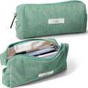 Pencil Bag Pen Case, Soft Corduroy Small Pencil Pouch Organizer with Zipper, Cute Pencil Case Pouch Stationery for Girls and Boys  Green