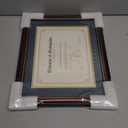 GraduationMall 8.5x11 Diploma Frame with Navy over Gold Mat or Display 11x14 Certificate without Mat,Solid Wood & UV Protection Acrylic,Cherry Finish with Gold Trim