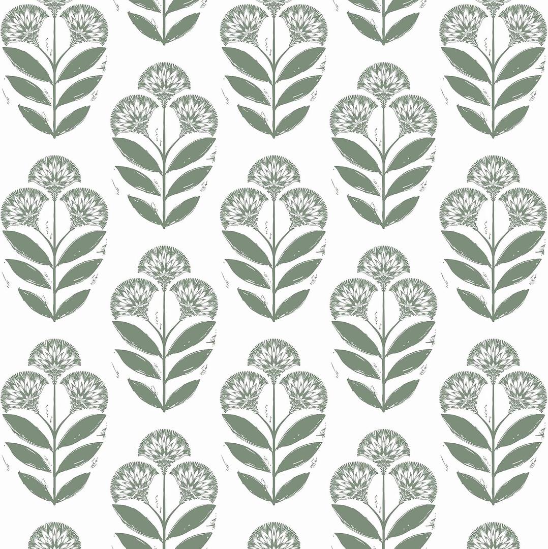 Yasinet Floral Peel and Stick Wallpaper Green Floral Wallpaper Vintage Boho Contact Paper Farmhouse Waterproof Removable Self Adhesive Wall Paper for Bedroom Bathroom Cabinet Vinyl 17.3"×393.7"