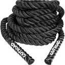 MarKnig Heavy Battle Ropes 1.5 inch 30 ft- Polyester Workout Rope Full Body Workout Equipment for Crossfit Training, Home Gym or Fitness Exercise, Building Muscle, Black…