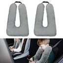 Hoteam 2 Pcs Travel Pillow Car Sleeping Kid Neck U Shaped for The Back Seat Adults Children Head and Body Support Long Distance Journey Accessories (Gray)