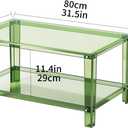 Acrylic Coffee Table with Storage Shelf,Rectangle Living Room 2-Tier Center Table for Small Spaces (Rectangle, Green, Nomal)