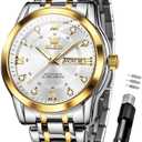 OLEVS Watch for Men Business Diamond Easy Read Men's Wristwatches Analog Luxury Date Stainless Steel Waterproof Luminous Dress Mens Watches