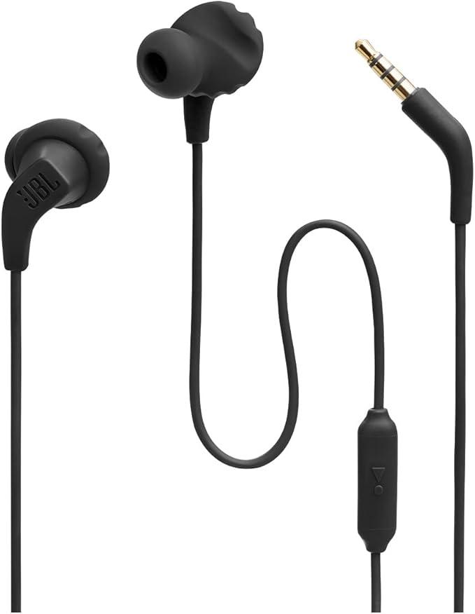 JBL Endurance Run 2 Wired  Waterproof Wired Sports inEar Headphones, JBL Pure Bass Sound, HandsFree Calls, Never Hurt. Never Fall Out. (Black)