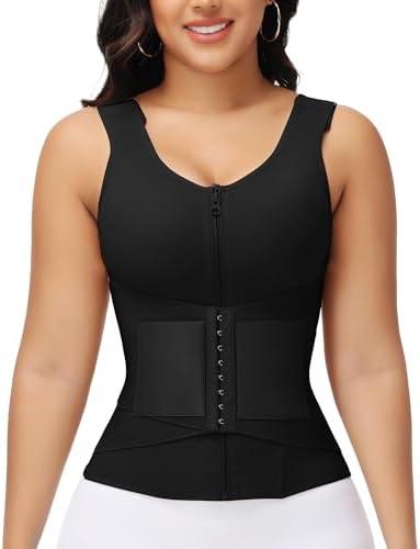 SHAPSHE Waist Trainer for Women Postpartum Cincher Hourglass Tummy Control Body Shaper Workout Corset Shapewear in built Bra Black Size L