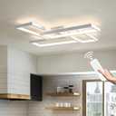 Shine LUEST Modern LED Ceiling Light Fixture White Flush Mount Ceiling Light Dimmable 26" Bedroom Lights for Ceiling with Remote Control 48W Kitchen Ceiling Light Fixtures for Hallway 3000K-6000K