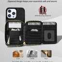 Crossbody Mirror Case Wallet for iPhone 16 Pro with Strap, RFID Blocking Card Holder, Zippered Purse Phone Cover for Women - 6.3", (Black)