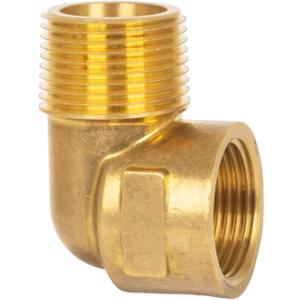 90 Degree Elbow, 3/4" NPT Male 3/4" NPT Female Brass Pipe Fitting, Street Elbow Adapter for Propane, Oil, Gas, Air Flow Systems, Corrosion Resistant, 1200 PSI Rated, 1 Pack