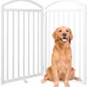 SNUOWU 2 Panels Full Matel Freestanding Dog Gates, 48" Extra Wide 36" Tall Free Standing Dog Pet Gate for Indoor & Outdoor. Foldable Pet Fences for Doorways, House, Stairs, Porch, Deck, Yard, 2 Panels48"W*36H"