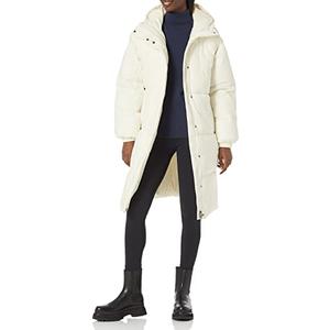 Amazon Essentials Women's Oversized Long Puffer Jacket, Eggshell White, Small