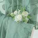 BGment Dark Green Sheer Curtains 72 Inches Long - Embroidered Leaf Pattern Light Filtering Cottage Core Botanical Semi Sheer Grommet Window Drapes for Farmhouse Living Room, 2 Panels, 52 x 72 Inch