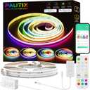 PAUTIX RGB Smart IC COB LED Strip Lights,Work with Alexa/Google Assistant,20ft/6.1m Addressable UL-Listed 24V Chasing Color Flexible Tape Light Multicolor,for Cabinet,TV,Bedroom,Party DIY Decoration