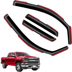 in-Channel Window Visors Rain Guards FIT Chevy Silverado/GMC Sierra 1500 2019-2025 Crew Cab (2019-2025)  4-Piece in-Channel Dark-Smoke Polycarbonate Vent Deflectors