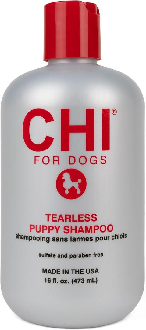 CHI for Dogs Tearless Puppy Shampoo with Silk Protein, Gentle Dog Wash for Young Coats, pH Balanced Sulfate and Paraben Free Formula, Puppies 8 Weeks+, Made in the USA, 16 Fl Oz