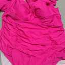 Women Plus Size Swim Romper Swimsuits One Piece Swim Suit Modest Tummy Control Ruffle Sleeves Bathing Suits (3X-Large, Fuchsia)