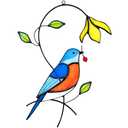 AuroAura Bluebird Flower Stained Glass Window Hanging for Women, Mom, Grandma - Handmade Real Glass Bird Suncatcher - Elegant Gifts Box Home Decor (H7.7xW5.3 inch)