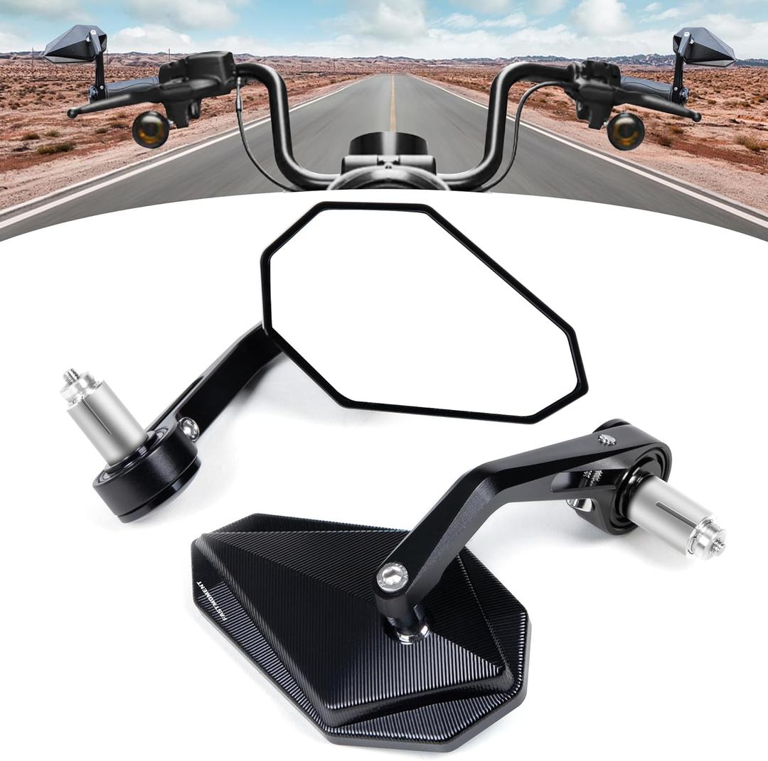 FASTMOMENT Motorcycle Mirrors for Handlebars Motorcycle Mirrors with CNC Cutting Bar End Mirrors Fit for Most Motorcycle Street Bike Scooter Cruiser with Standard 7/ 8" Handlebars (White Lenses)