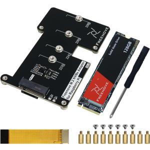 Freenove M.2 NVMe Adapter V2 for Raspberry Pi 5 (with 128GB SSD), M.2 HAT Add-on Board, Solid State Drive, PCIe 2.0/3.0, Tested Speed 800 MB/s