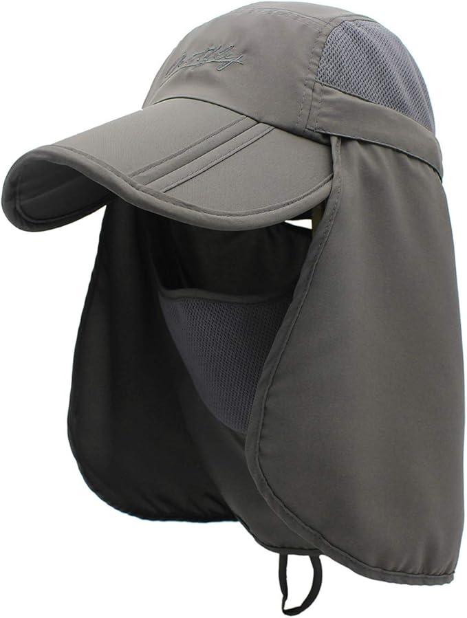 Surblue Neck Face Flap Outdoor Cap UV Protection Sun Hats Fishing Hat Quick-Drying UPF50+ One Size Fits Most, Grey